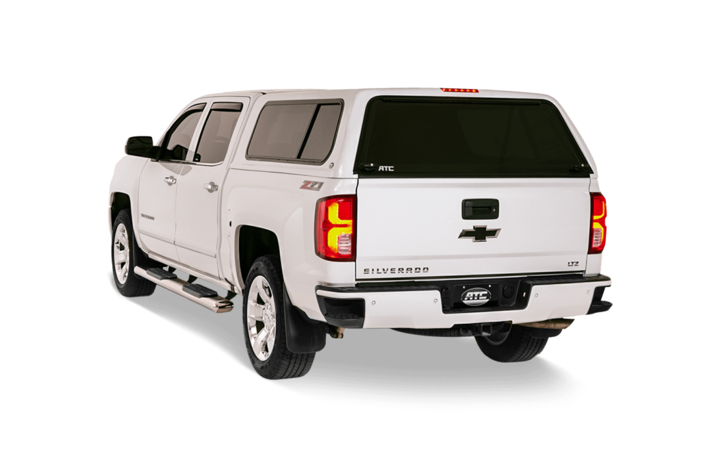 ATC LTD Cab high truck cap on a White chevy silverado