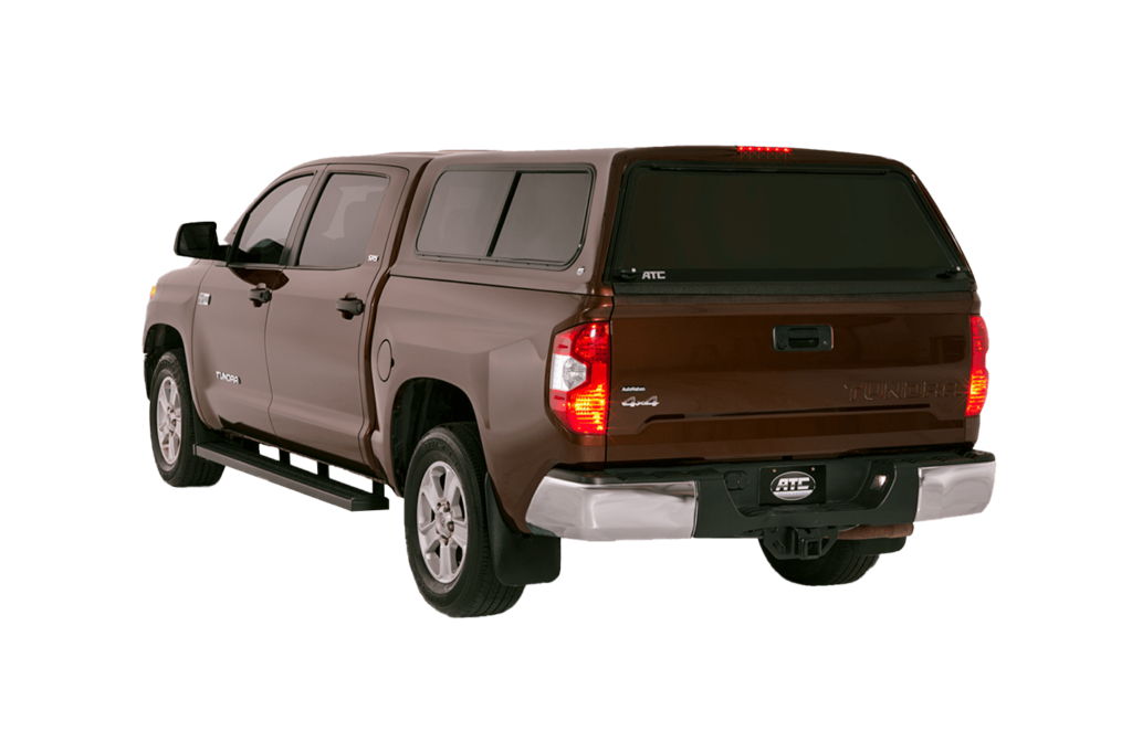 Burgundy Toyota Tundra with ATC cab-high Truck Cap