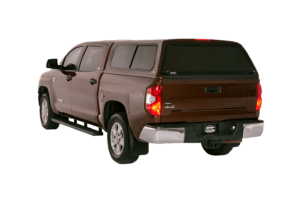 Burgundy Toyota Tundra with ATC cab-high Truck Cap